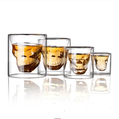 China Skeleton Shaped High Borosilicate Glass Cup Vodka Shot Double Wall Glass Cup for sale