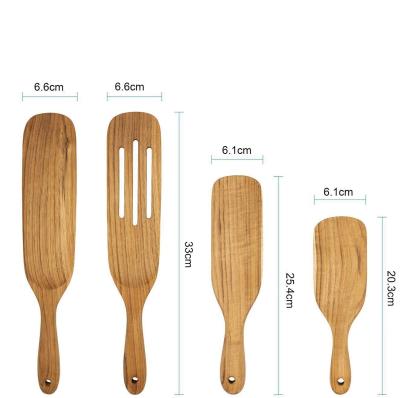 China Four Piece Kitchen Wooden Utensils Durable Salad Mixing Teak Wooden Spatula for sale