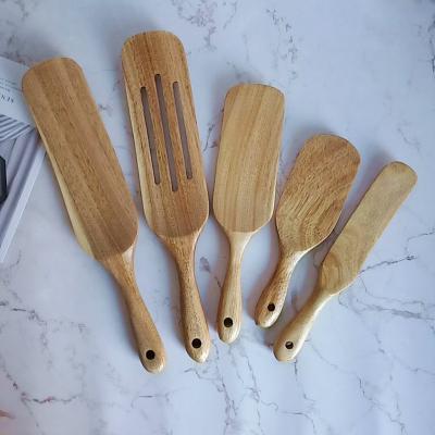 China Os utensílios de madeira de mistura da cozinha do molho da salada drenam a espátula de madeira da acácia à venda