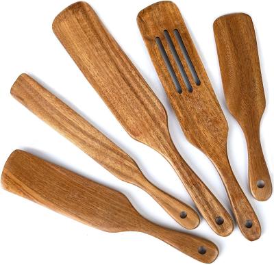 Chine Couverts en bois de mélange adaptés aux besoins du client de teck à long manche de salade en bois de spatule de Kitchenaid à vendre