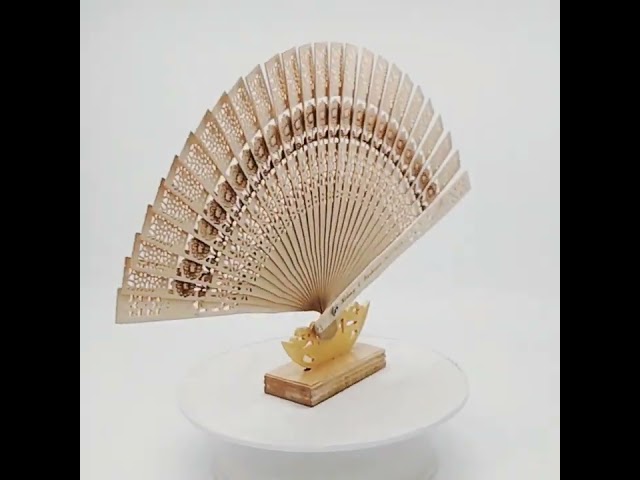 Small Chinese Wooden Hand Fans Carved Personalized Folding Fans For Weddings