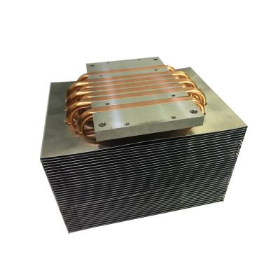 China 6 Piece Copper Heat Pipe Heatsink Two Rows Fins with Antioxidant Treatment for sale