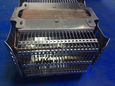 China 200W Customize Copper Pipe Heat Sink / High Density Copper Aluminum Fin Heat Sink Nickle Plating for sale