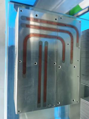 China Aluminum Skiving Fin Cooled Plate With Copper Pipes Cu-Tube-Buried Heatsink for sale