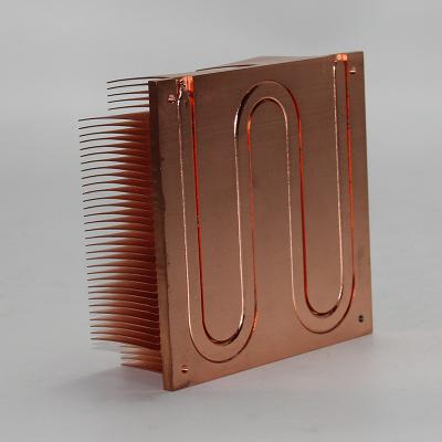 China 4 Pass Buried Cu Tube 20*120*80 mm Copper Heatsink Skiving Fin Cooler Cold Plate for sale