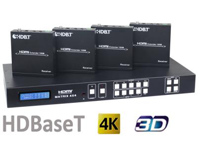 China HDMI1.4 4X4 HDBaseT Matrix Switcher With 4Pcs 70M And 100M HDMI HDBaseT Receivers for sale