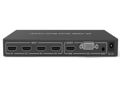 China Black HDCP 1.4 4K 4×1 Quad HDMI Multiviewer with 4 x HDMI input and 1 x HDMI output for sale