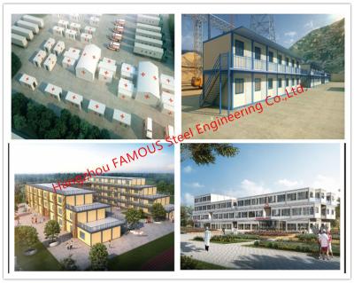 China Lightweight Steel Frame Flat Pack Prefab Containers For International Rescue Camp Or Clinic Office for sale