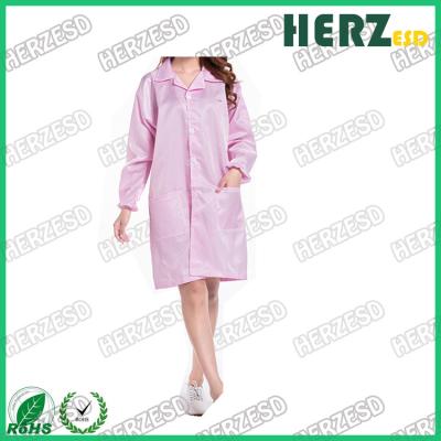 China Factory 5mm Stripe Polyester Antistatic Work Uniform Cleanroom Smock Gown Dustproof for sale