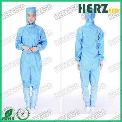 China Waterproof Lint Free Zipper Antistatic Coverall Reusable ESD Cleanroom Coverall Te koop