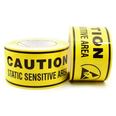 China Caution Electronic Packing ESD Warning Tape  PVC Protection Acrylic Adhesive Tape for sale