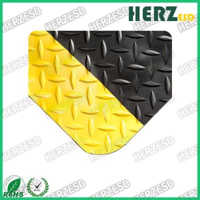 China Anti Fatigue Mat Yellow And Black ESD Rubber Mat With PVC / EPDM Foam / Rubber Material à venda