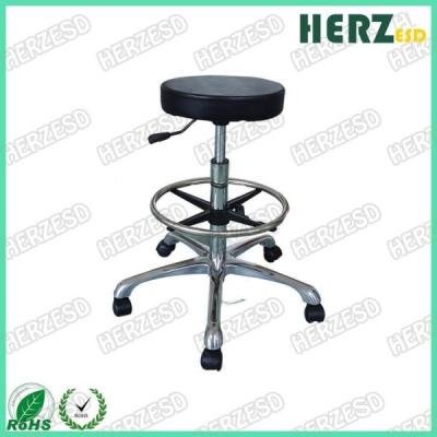 China Swivel High ESD PU Leather Antsiatic Round Stool With Footrest for sale