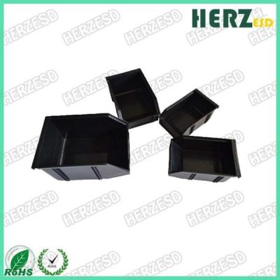 China Permanently Conductive ESD Storage Box / ESD Component Box Has Open Hopper Front for sale