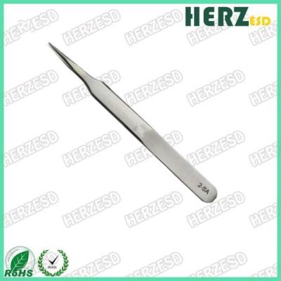 China High Temperature Resistance Fine Point Tweezers , ESD Hand Tools Silver Color for sale