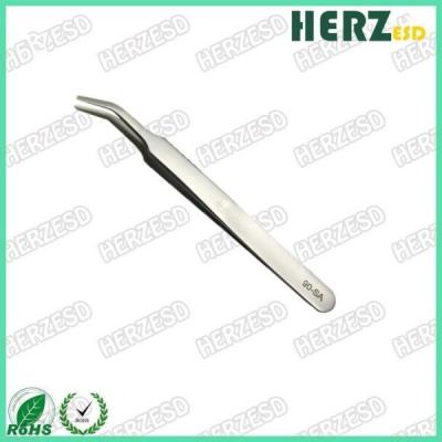 China 15 Degrees Angle Electronic Static Discharge Tools Curved Flat Tip Tweezers for sale