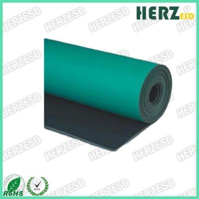 China Double Layer ESD Rubber Mat , Anti Static Table Mat Green / Gray / Blue Color for sale