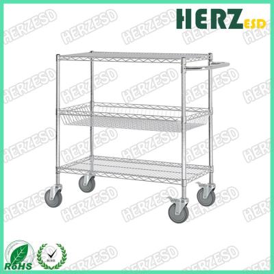 China Height 1500mm ESD Storage Shelves / Handle Carts Three Layers Each Castor Capacity 70kgs for sale