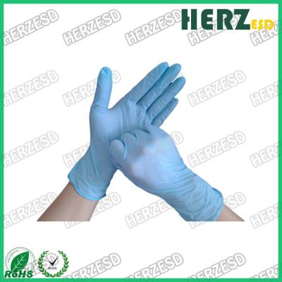 Chine Les gants jetables de nitriles bleus libres de poudre, doigt ont pointillé les gants sûrs de nitriles d'ESD à vendre