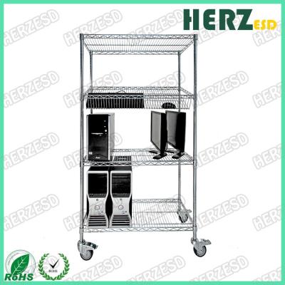 China Anti Static Stainless Steel Rack With Wheels ESD Wire Shelf Rack for sale