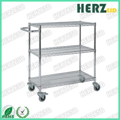 China 3 Layers Stainless Steel Wire Shelves , ESD Trolley For Control EPA Internal Transport Risks for sale