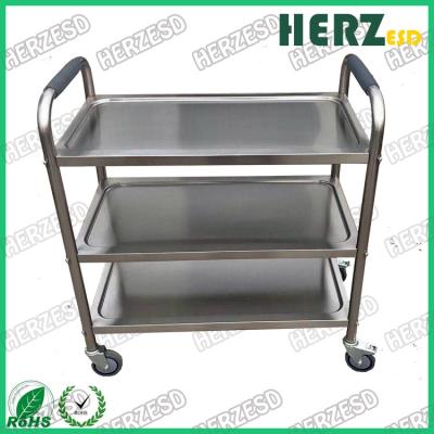 China 201 / 304 Stainless Steel ESD Safe Carts , Medical Dressing Trolley With Handle for sale