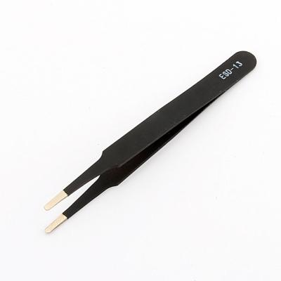 China 110mm Black Electronics Phone Repair Anti Static Esd Safe Tweezers for sale