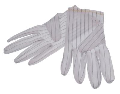 China Safety White Antistatic Stripe Polyester ESD Work Gloves Cleanroom Electronics Industry for sale
