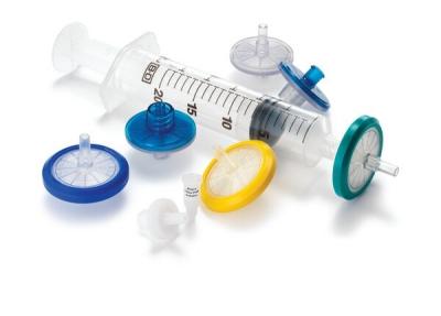 China 33mm PES Laboratory Syringe Filters 0.22μm Pore Size Disposable HPLC Syringe Filter for sale
