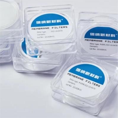 China Hydrofobisch PVDF Membraan schijffilter 0,45 μm Pore Grootte kan worden Hydrofiele behandeling Te koop