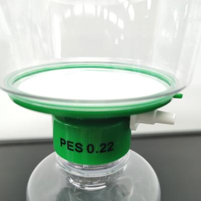 China Disposable Sterile Vacuum Filter System, 500mL/500mL with PES 0.22μm/Filter Cup/Connector/Bottle/GL45 Neck for sale