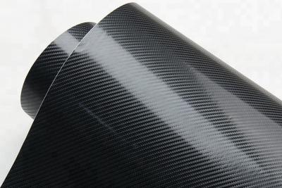 China Gloss 4D Black Carbon Fiber Vinyl Wrap Film Air Release Slidable for sale