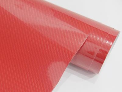 China Red black  Colored 5D Carbon Vinyl Wrap 140gsm air release vinyl wrap for sale