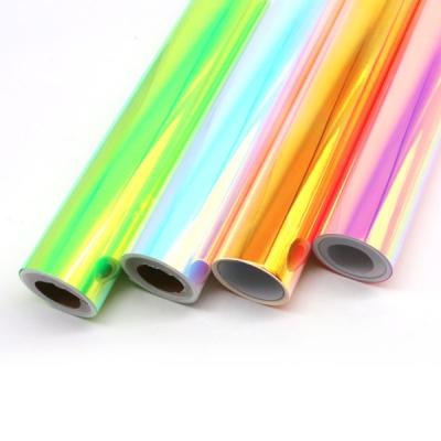 China Soft Thermo Film Heat Transfer Vinyl PU Photoluminescent Rainbow Deco Film Clear HTV for sale