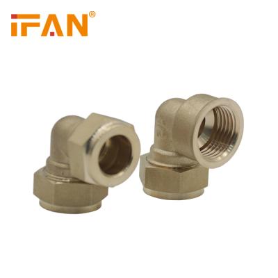 China IFAN 90 degree female elbow copper pipe fitting pex alpex brass cw617n gas brass fittings for sale
