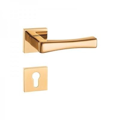 China Modern Brass Door Knobs / Door Furniture Handle With 24k Gold Finish for sale