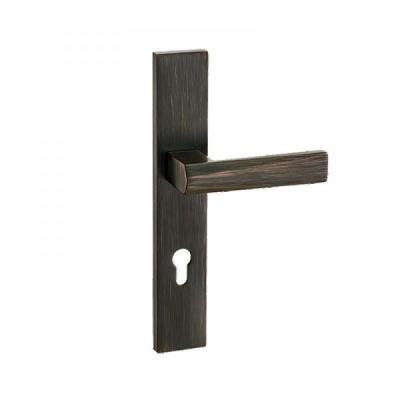 China Geometry Modern Brass Interior Door Handles BAC Ancient Black Color for sale