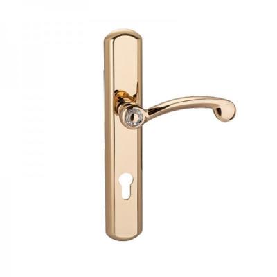China Gold Universe Brass Door Lock Handles / Antique Brass Entry Door Handle for sale