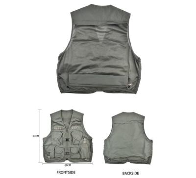 China Comfortable Lightweight Fishing Vest Fabric Multi Pocket Tool Vest for sale