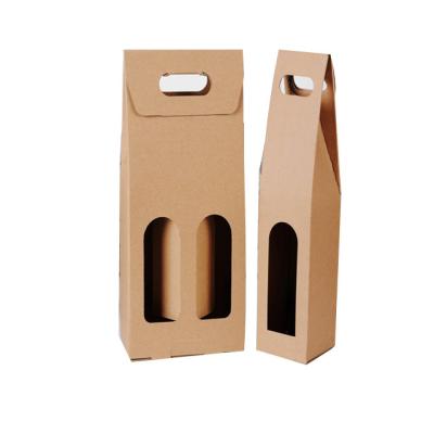 China Wholesale Factory Products 300GSM Kraft Paper Wine Packaging Box With Hand Handle for sale