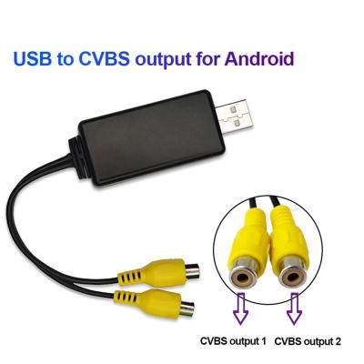 China USB a CVBS Salida de vídeo Adaptador a interfaz RCA Cable de entrada USB 2 puertos salida de vídeo a la radio de automóviles en venta