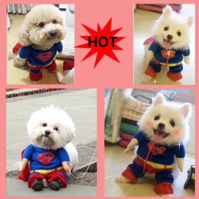 China Dog Puppy Cotton Clothes Costumes Superman Suit size XS/S/M/L/XL for sale