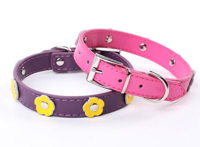 China 2012 new fashion dog collar with flower PU materia for sale