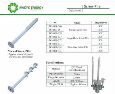 China Long Service Life TOP VIP 0.1 USD  PV Solar Ground Screws Screw Pile Q235 Steel And SUS304 for sale