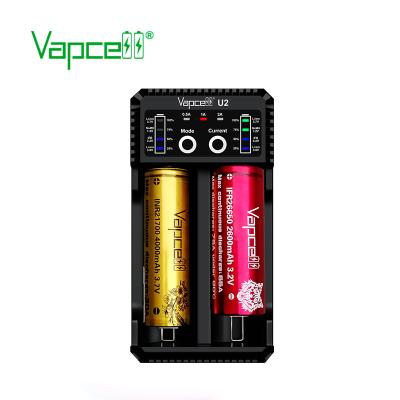 China Qi Vapcell Charger 2A Smart Fast Vapcell U2 2 Slots Charger PK Liitokala lii202 For Rechargeable Lithium Ion Battery for sale