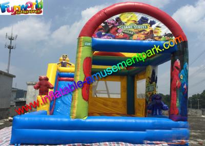China Customized Elmo And Sesame Inflatable Bouncer Slide , Jumping Slide With Pool for sale