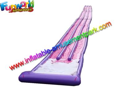 China 150m Purple Inflatable Water Games Aqua Splash Slip Slide 3 Lanes for sale