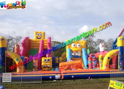China Minion / Spongebob Inflatable Bouncer Amusement Park Slide PVC Vinyl for sale