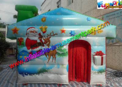 China Customized Inflatable Christmas Decorations , PVC Inflatable Santa Grotto House for sale