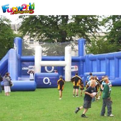 China Blue And White Inflatable Rugby Games For Kid / Inflatable Rugby Posts for sale